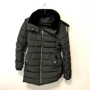 ZARA TRF Heat Power Extra-Warmth Hooded Coat Size S in Black